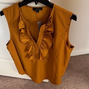 J. Crew Women's Sleeveless Ruffle Blouse - Mustard NWT